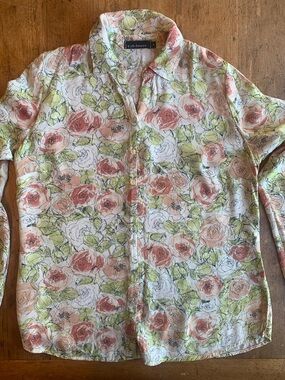 cut loose Peach Pink & Green Floral Button-Down Shirt